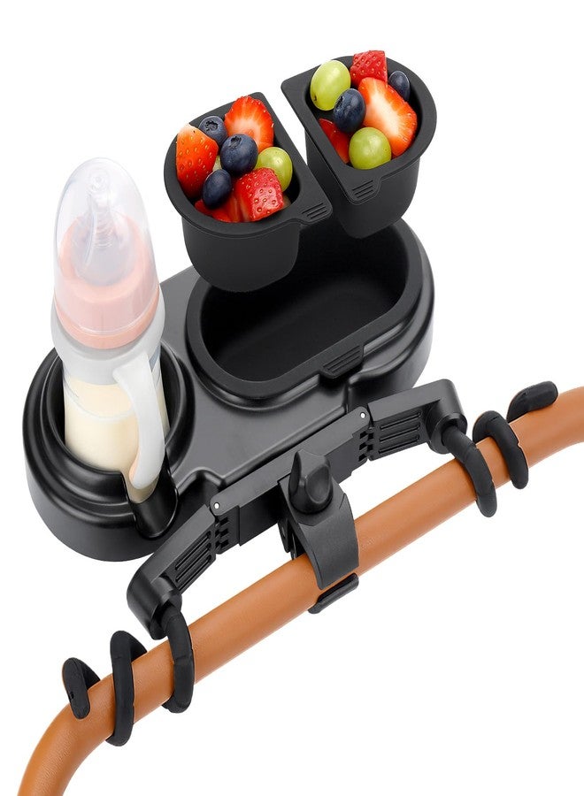 بوسوها صينية وجبات خفيفة عالمية لعربة الأطفال من بوسوها - 3 في 1: حاوية وجبات خفيفة، صينية حامل أكواب مع ذراع سيليكون مرن ومشبك، مع 3 أكواب سيليكون قابلة للإزالة، ملحقات سفر للأطفال الصغار. - Image 1